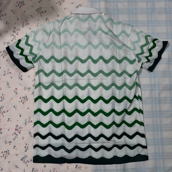Casablanca Green Wavy Short-Sleeve Shirt - Picture 6 of 6